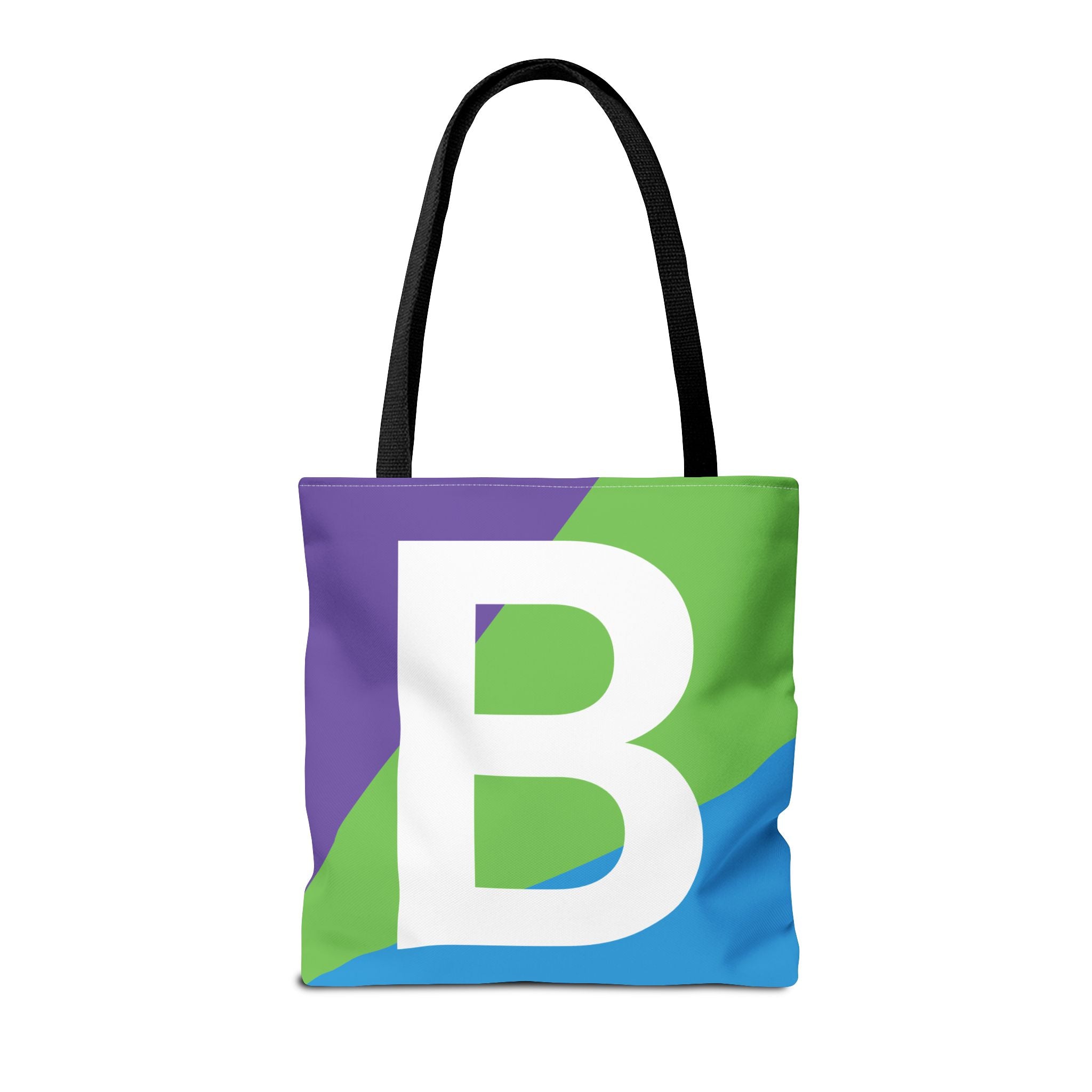 Monogram 'B' Colorblock Tote Bag — Personalized Initial B Shoulder Tote