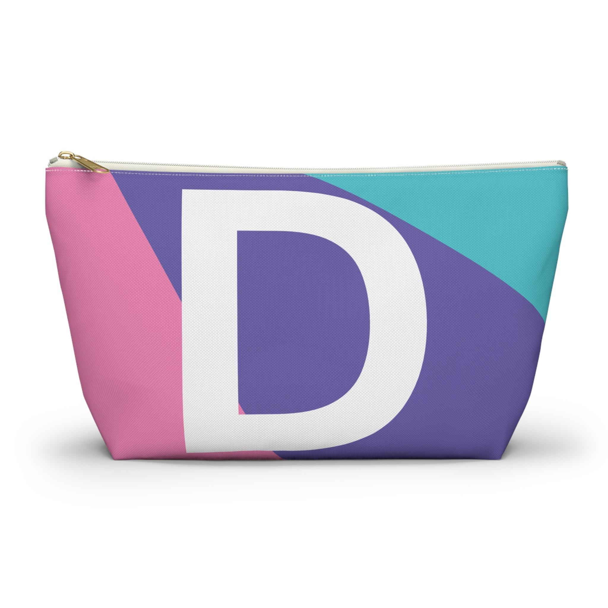 Initials Colorblock Accessory Pouch — Monogram D T-Bottom Cosmetic Bag