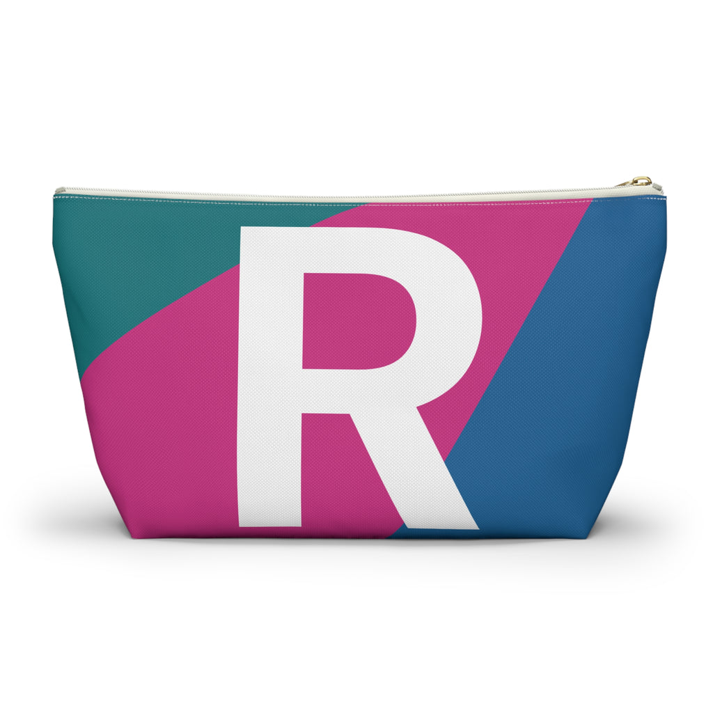 Initials Colorblock Accessory Pouch — Monogram R T-Bottom Cosmetic Bag