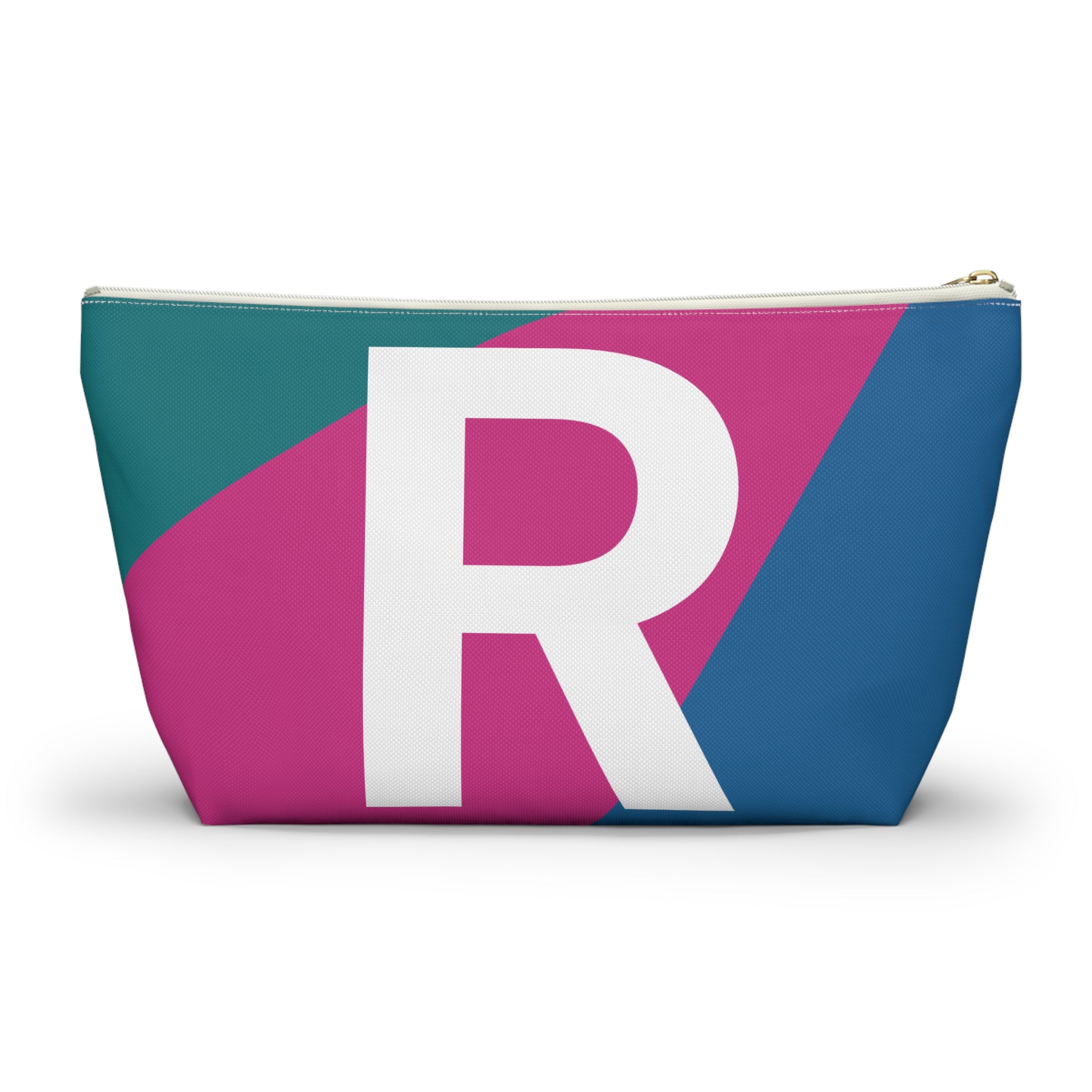Initials Colorblock Accessory Pouch — Monogram R T-Bottom Cosmetic Bag