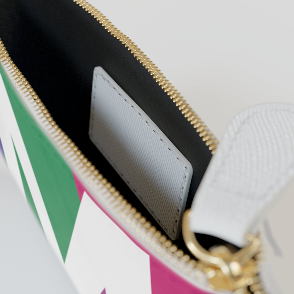 Initial M Mini Clutch — Colorblock Monogram Wristlet Wallet