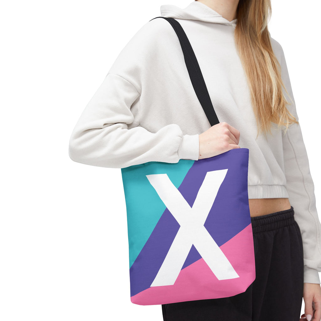 Monogram 'X' Colorblock Tote Bag — Personalized Initial X Shoulder Tote