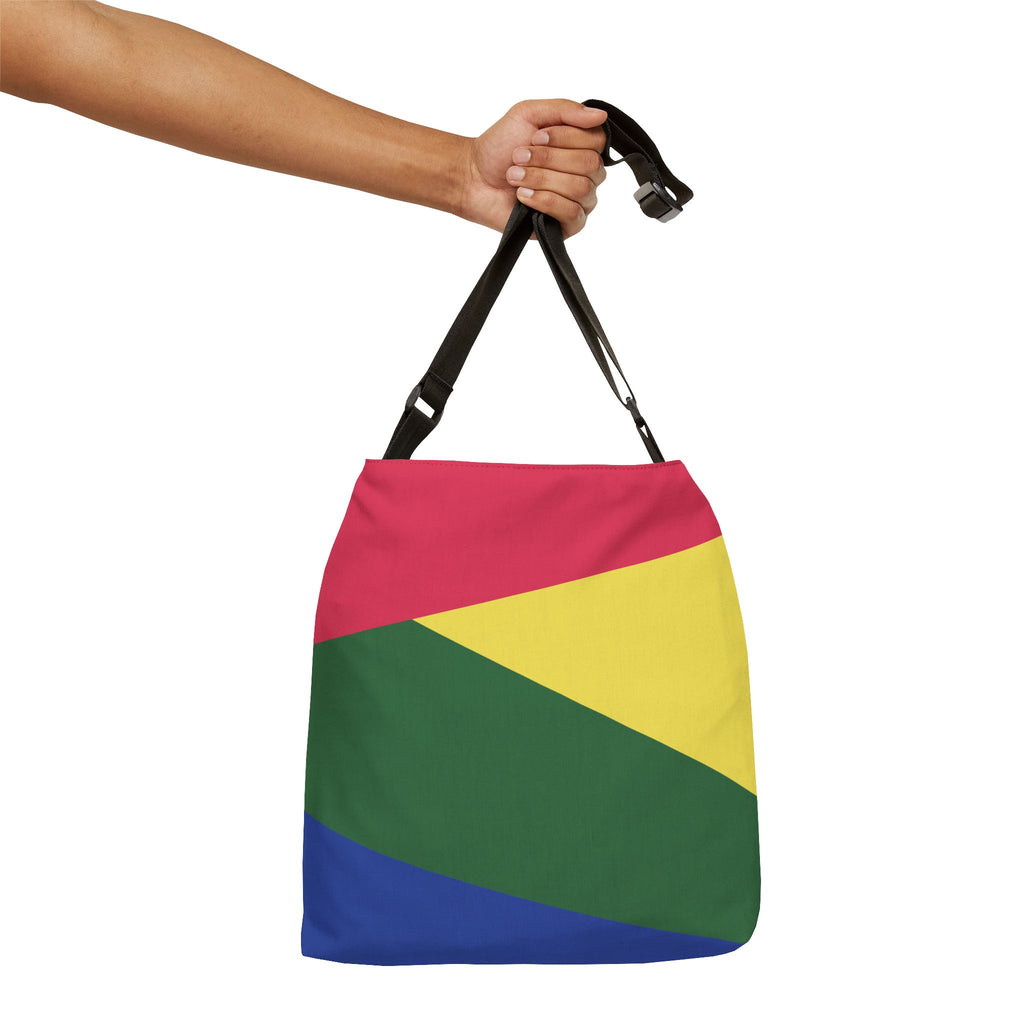 Colorblock Geometric Tote Bag — Adjustable Strap, Bright Abstract Pattern