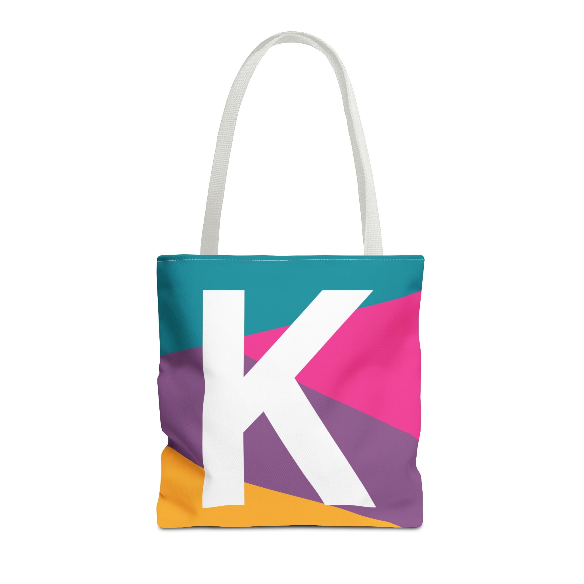 Monogram 'K' Colorblock Tote Bag — Personalized Initial K Shoulder Tote