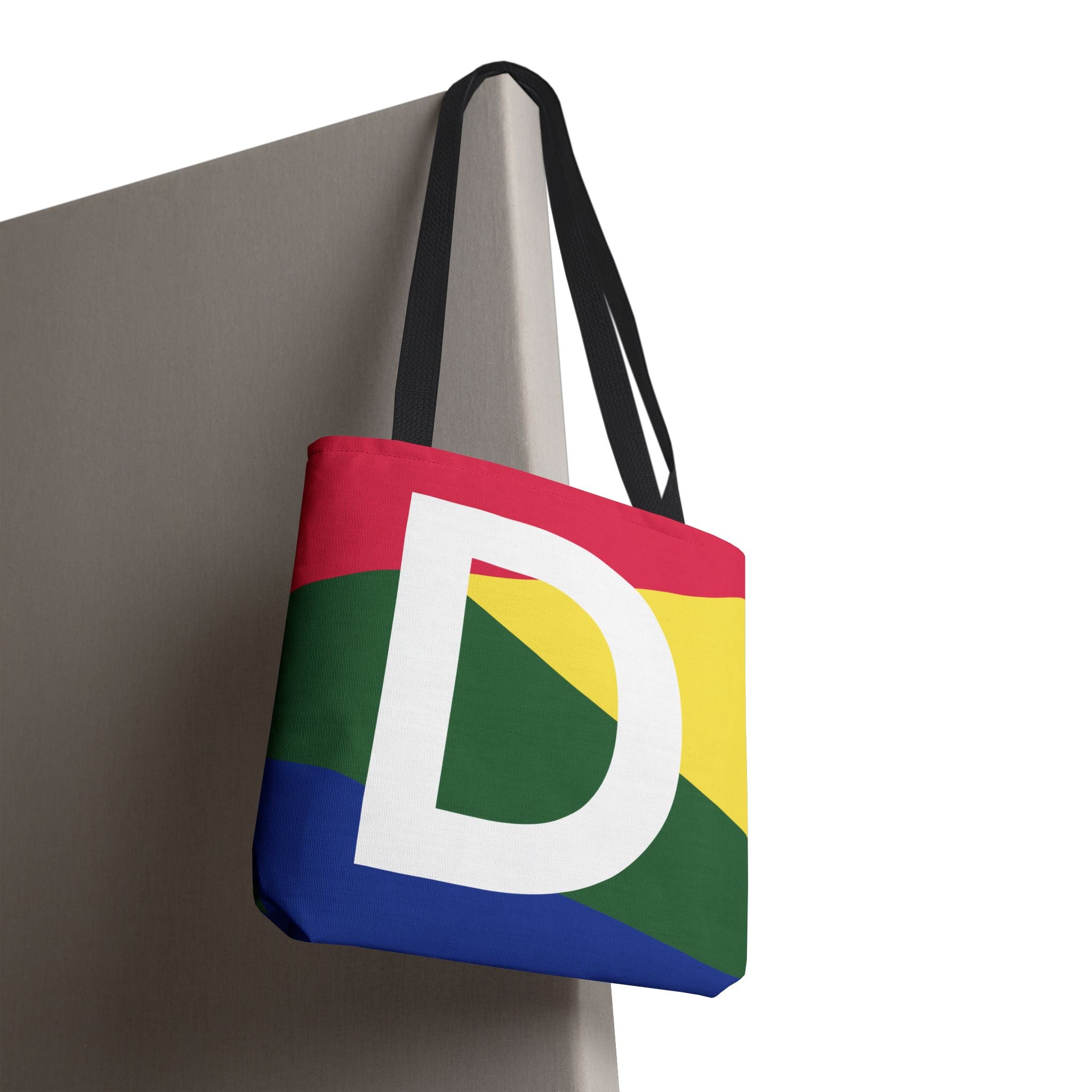 Monogram 'D' Colorblock Tote Bag — Personalized Initial D Shoulder Tote