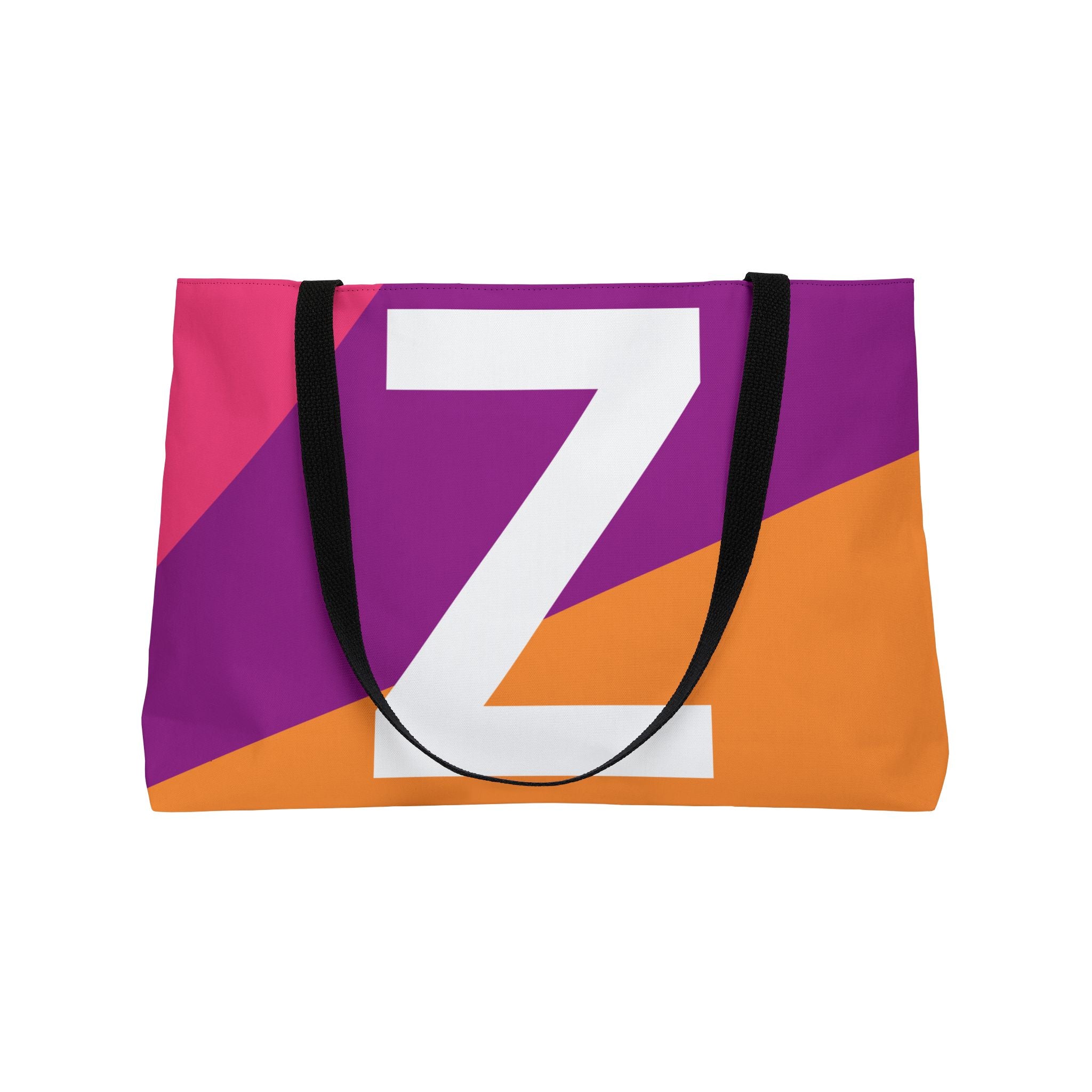 Personalized 'Z' Colorblock Tote Bag — Monogram Weekender Tote