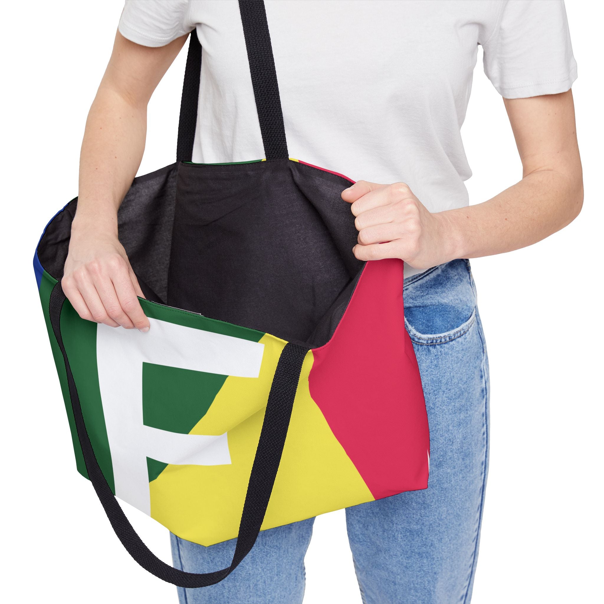 Personalized 'F' Colorblock Tote Bag — Monogram Weekender Tote