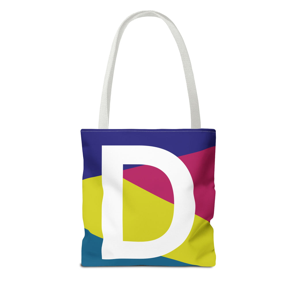 Monogram 'D' Colorblock Tote Bag — Personalized Initial D Shoulder Tote