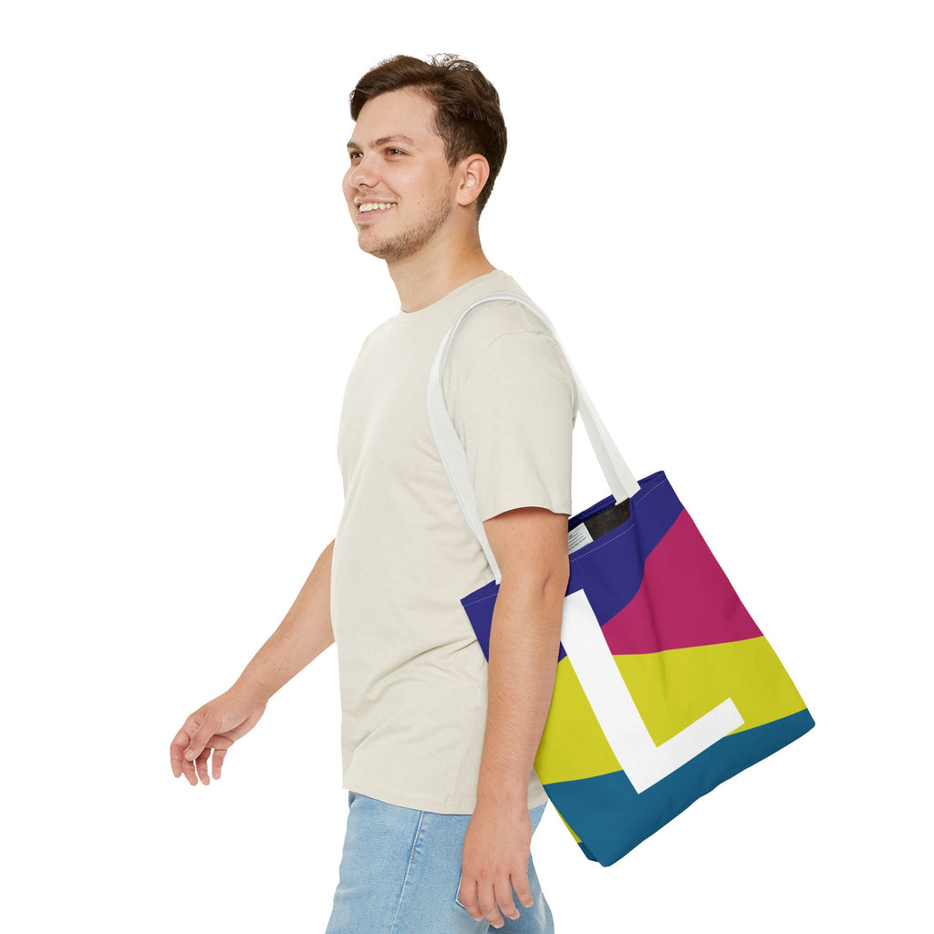 Monogram 'L' Colorblock Tote Bag — Personalized Initial L Shoulder Tote
