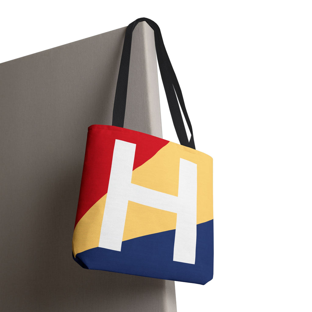 Monogram 'H' Colorblock Tote Bag — Personalized Initial H Shoulder Tote