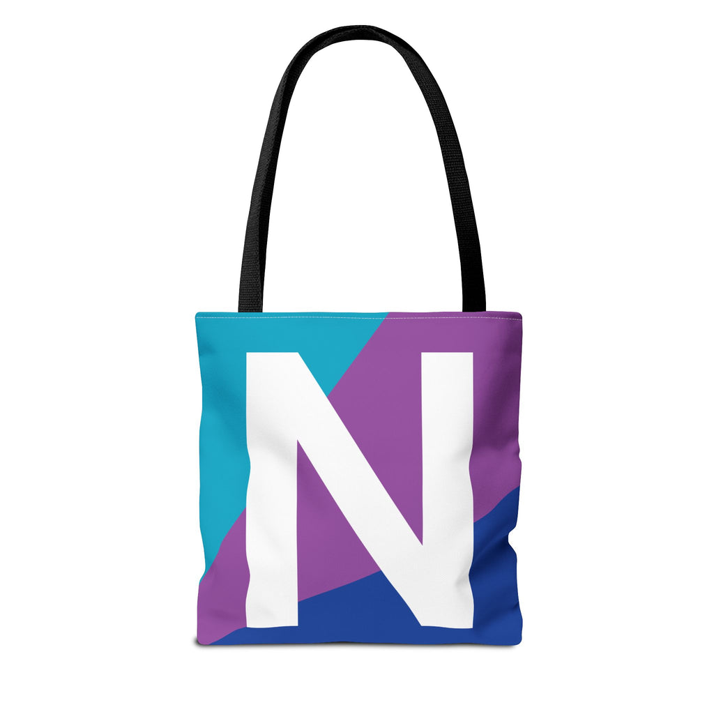 Monogram 'N' Colorblock Tote Bag — Personalized Initial N Shoulder Tote