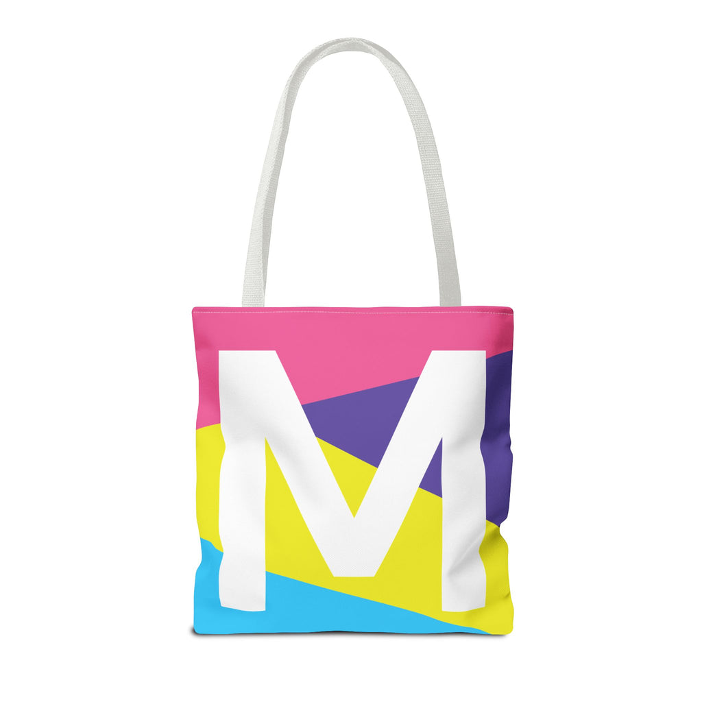 Monogram 'M' Colorblock Tote Bag — Personalized Initial M Shoulder Tote