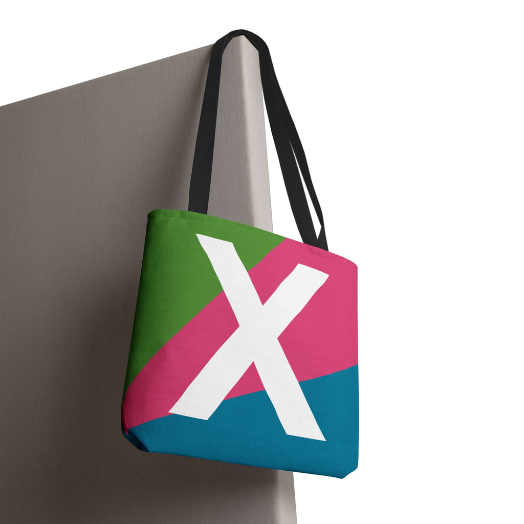 Monogram 'X' Colorblock Tote Bag — Personalized Initial X Shoulder Tote