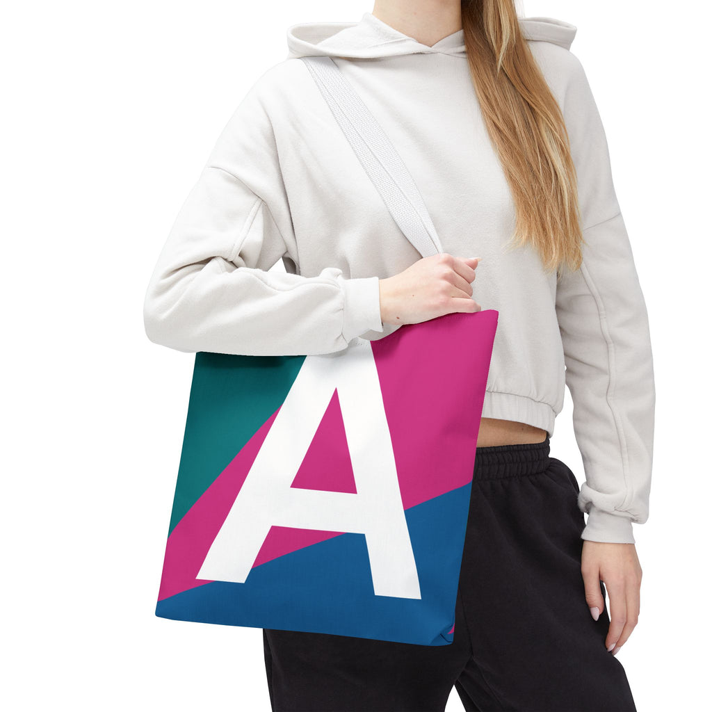 Monogram 'A' Colorblock Tote Bag — Personalized Initial A Shoulder Tote