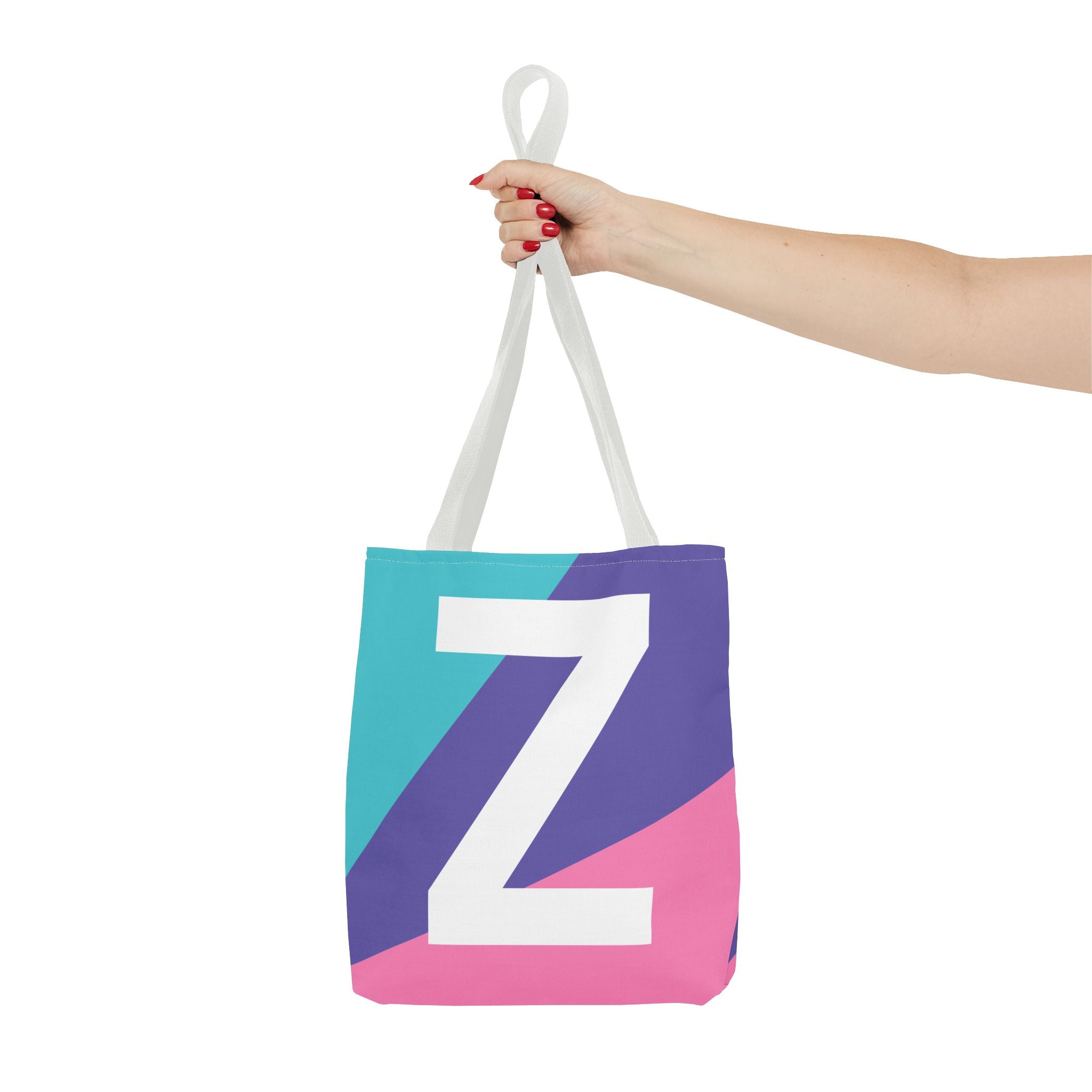 Monogram 'Z' Colorblock Tote Bag — Personalized Initial Z Shoulder Tote