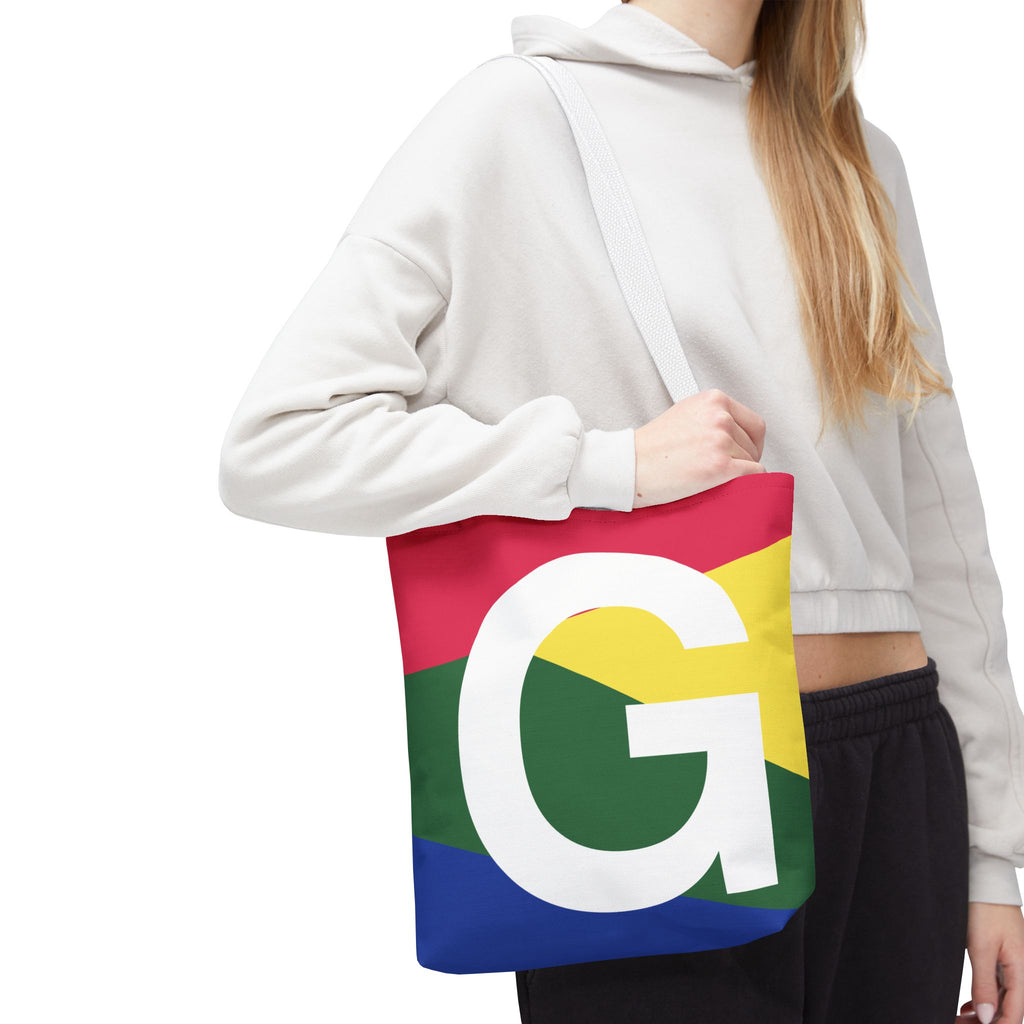 Monogram 'G' Colorblock Tote Bag — Personalized Initial G Shoulder Tote