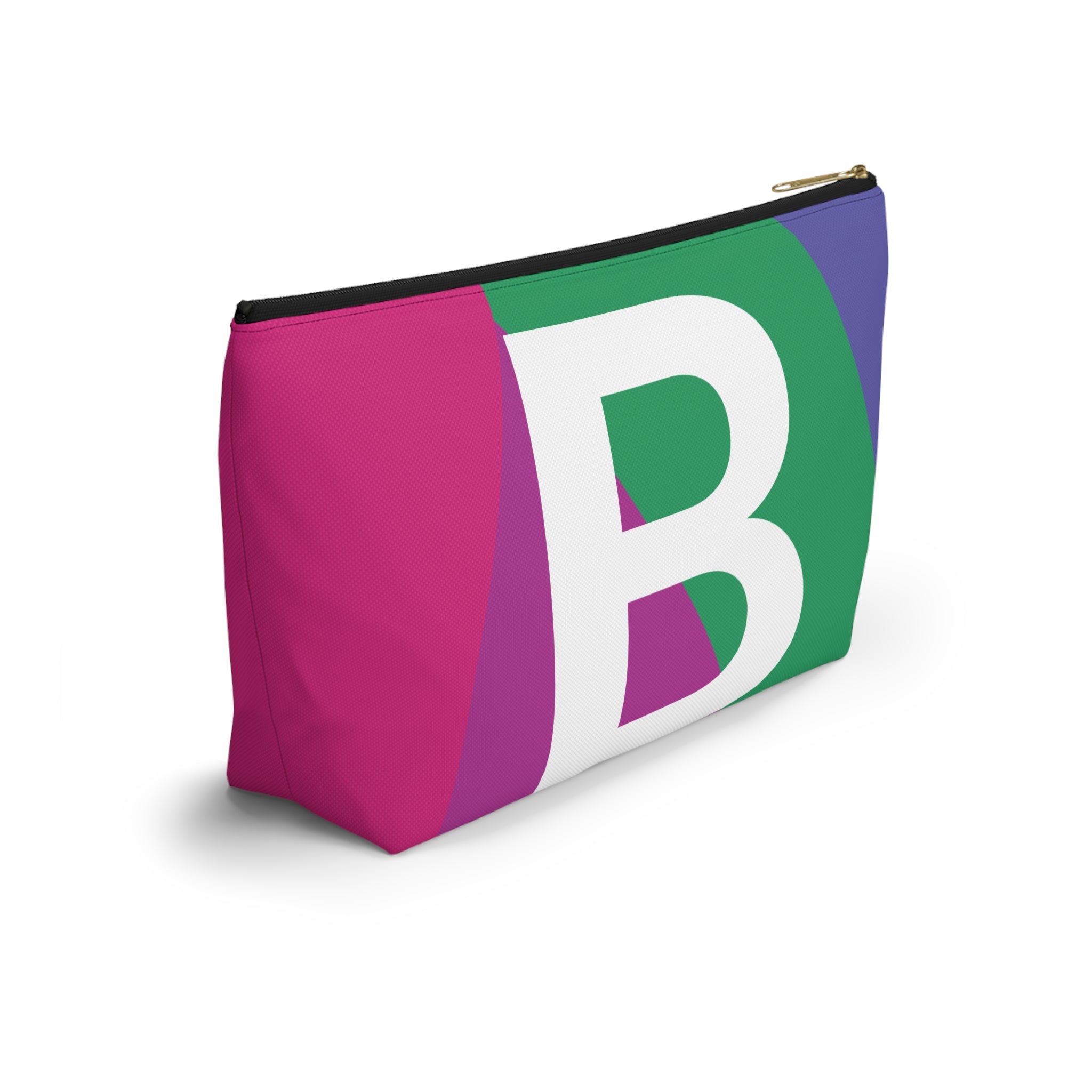 Initials Colorblock Accessory Pouch — Monogram B T-Bottom Cosmetic Bag