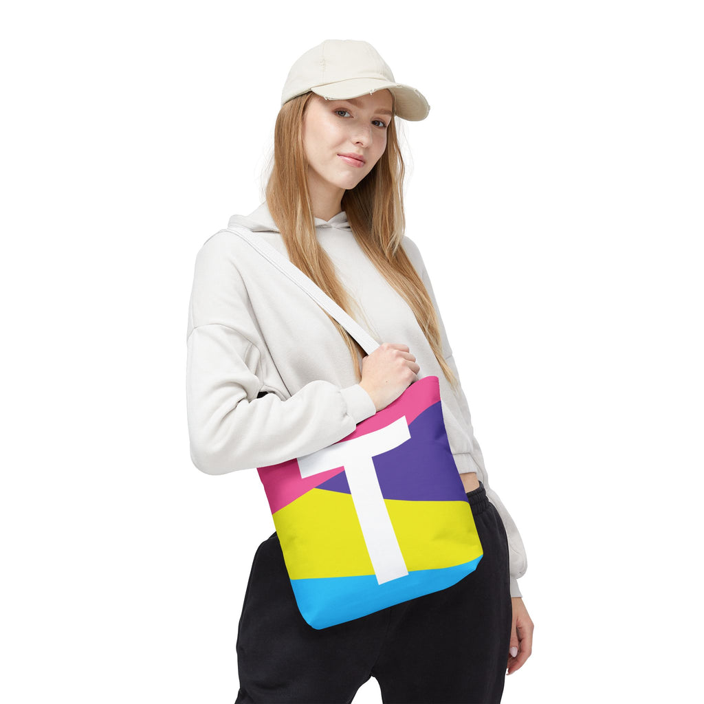 Monogram 'T' Colorblock Tote Bag — Personalized Initial T Shoulder Tote