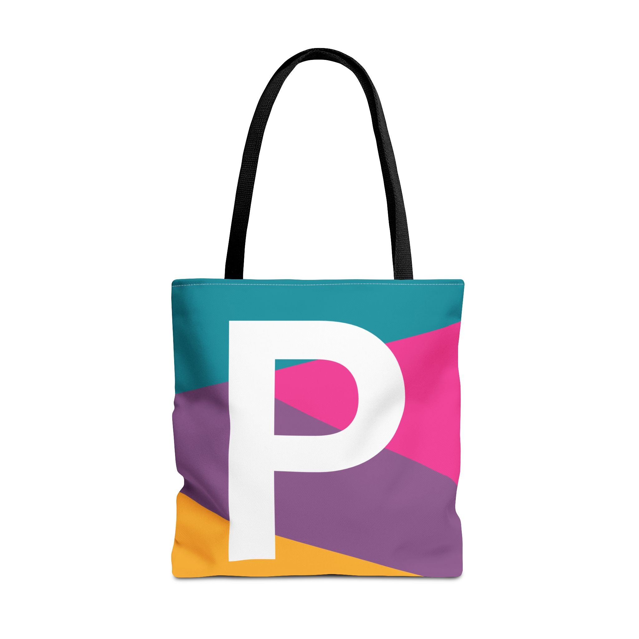 Monogram 'P' Colorblock Tote Bag — Personalized Initial P Shoulder Tote
