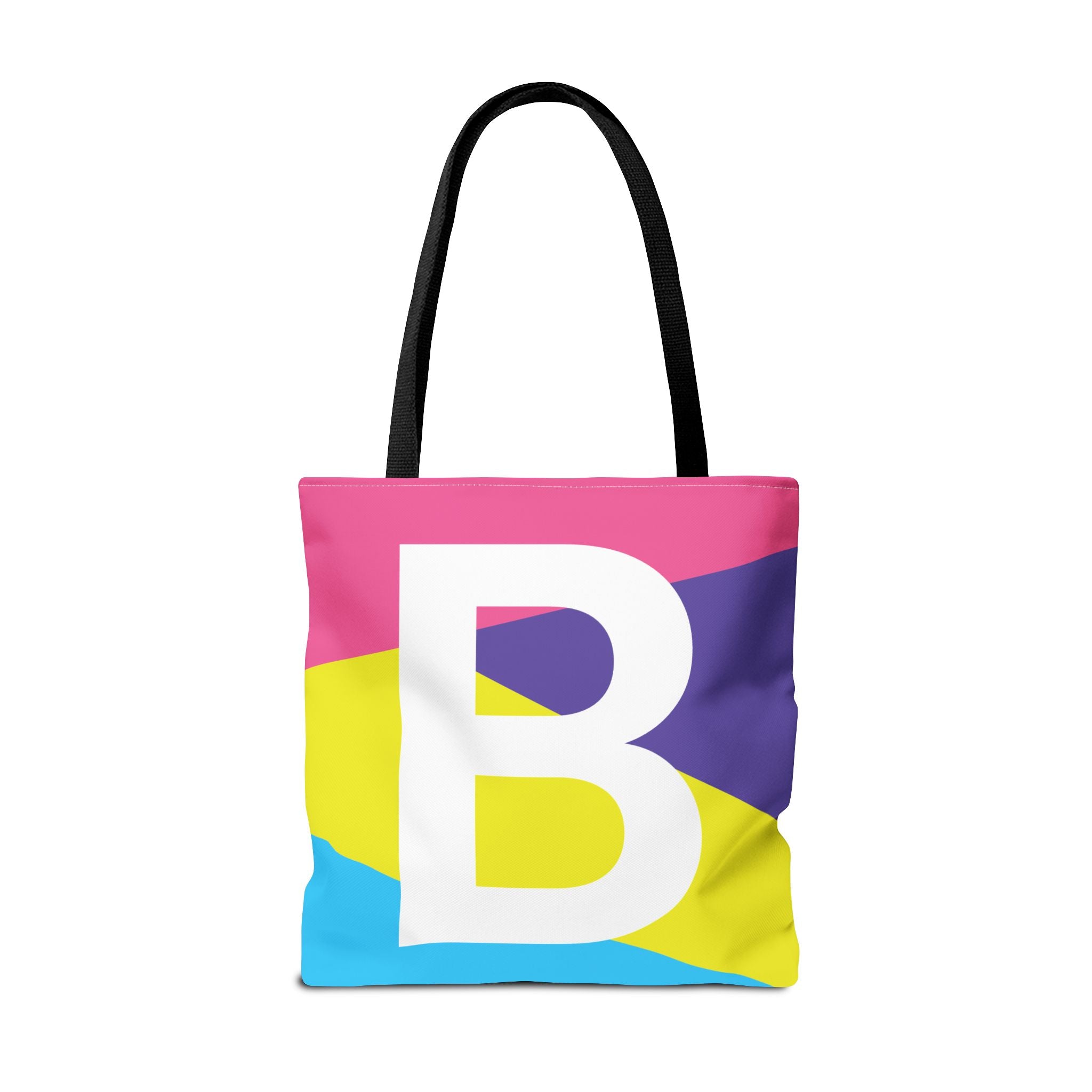 Monogram 'B' Colorblock Tote Bag — Personalized Initial B Shoulder Tote