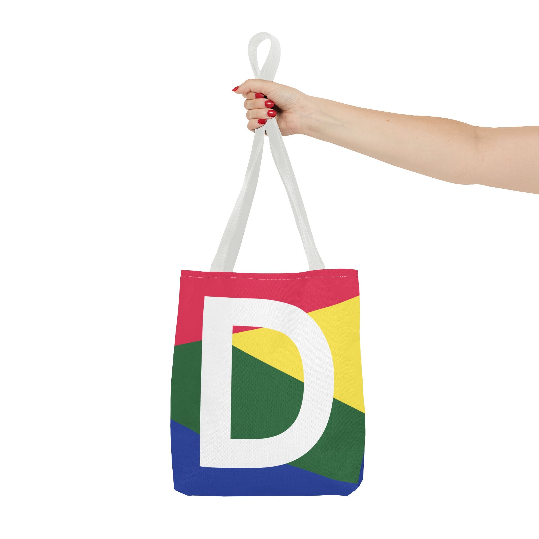 Monogram 'D' Colorblock Tote Bag — Personalized Initial D Shoulder Tote