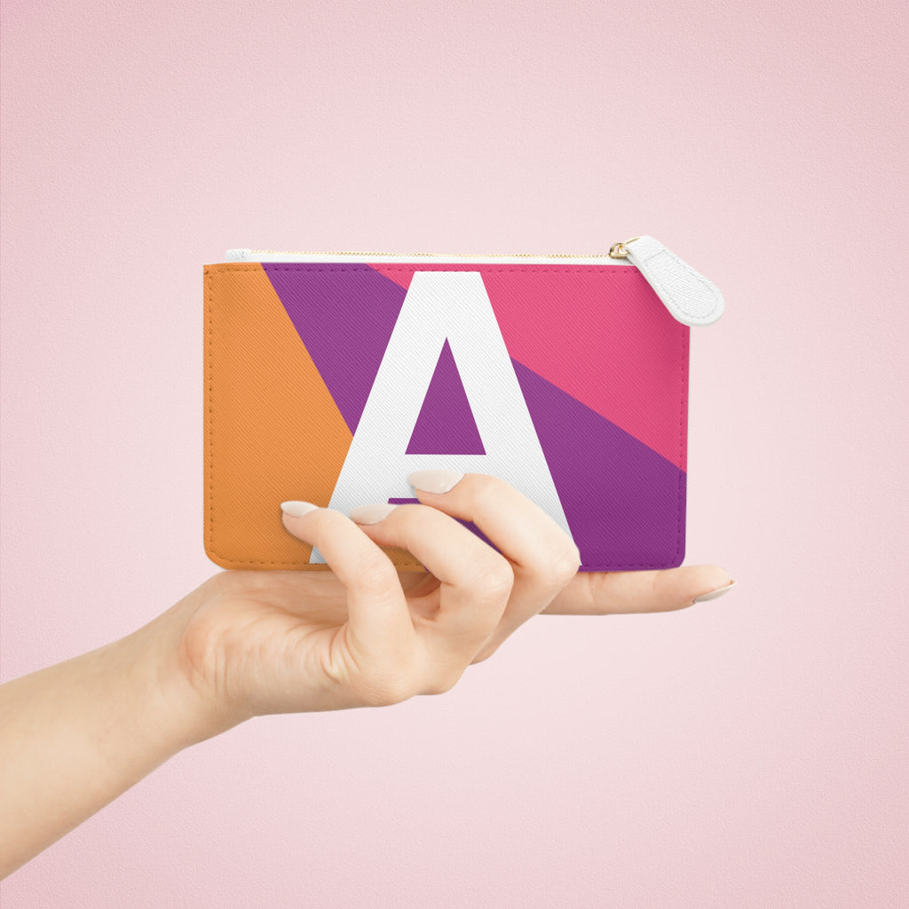 Initial A Mini Clutch — Colorblock Monogram Wristlet Wallet