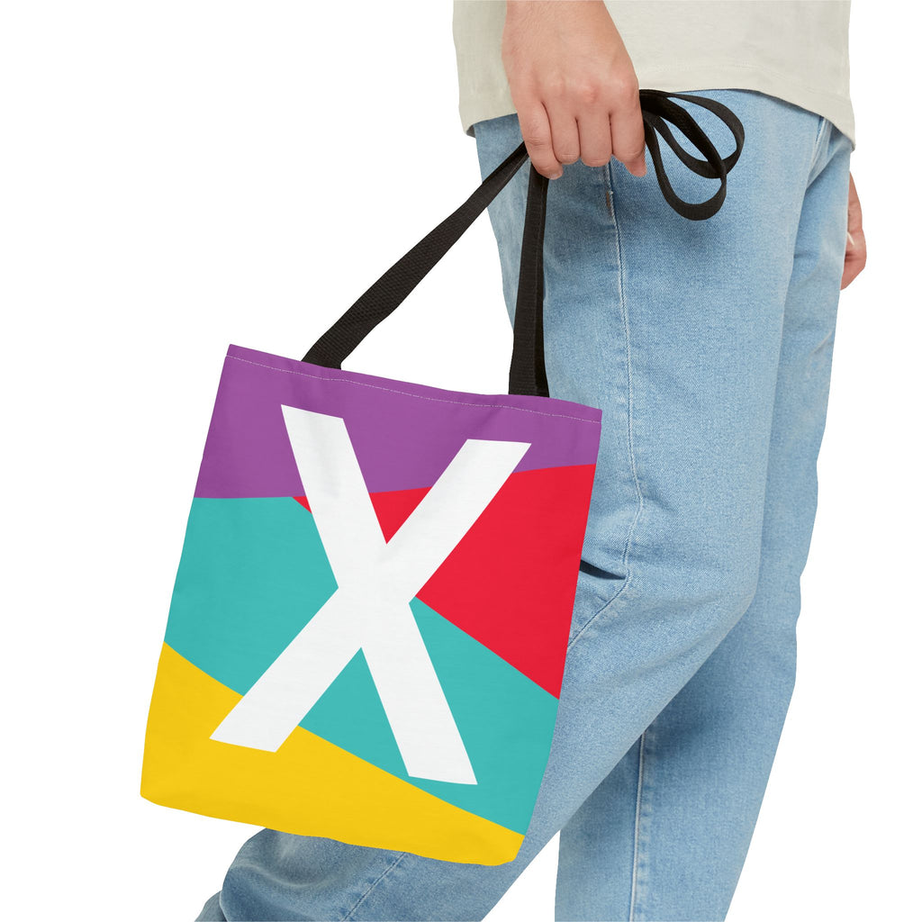 Monogram 'X' Colorblock Tote Bag — Personalized Initial X Shoulder Tote