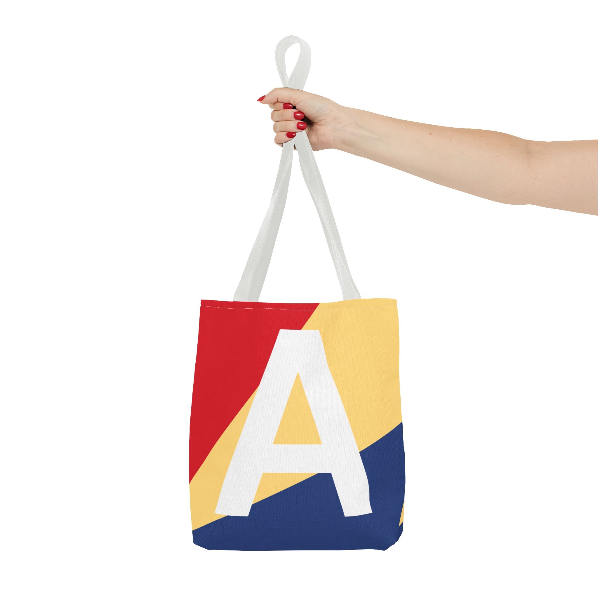 Monogram 'A' Colorblock Tote Bag — Personalized Initial A Shoulder Tote