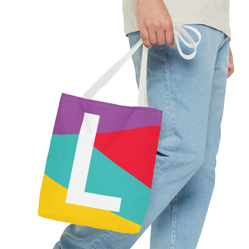 Monogram 'L' Colorblock Tote Bag — Personalized Initial L Shoulder Tote