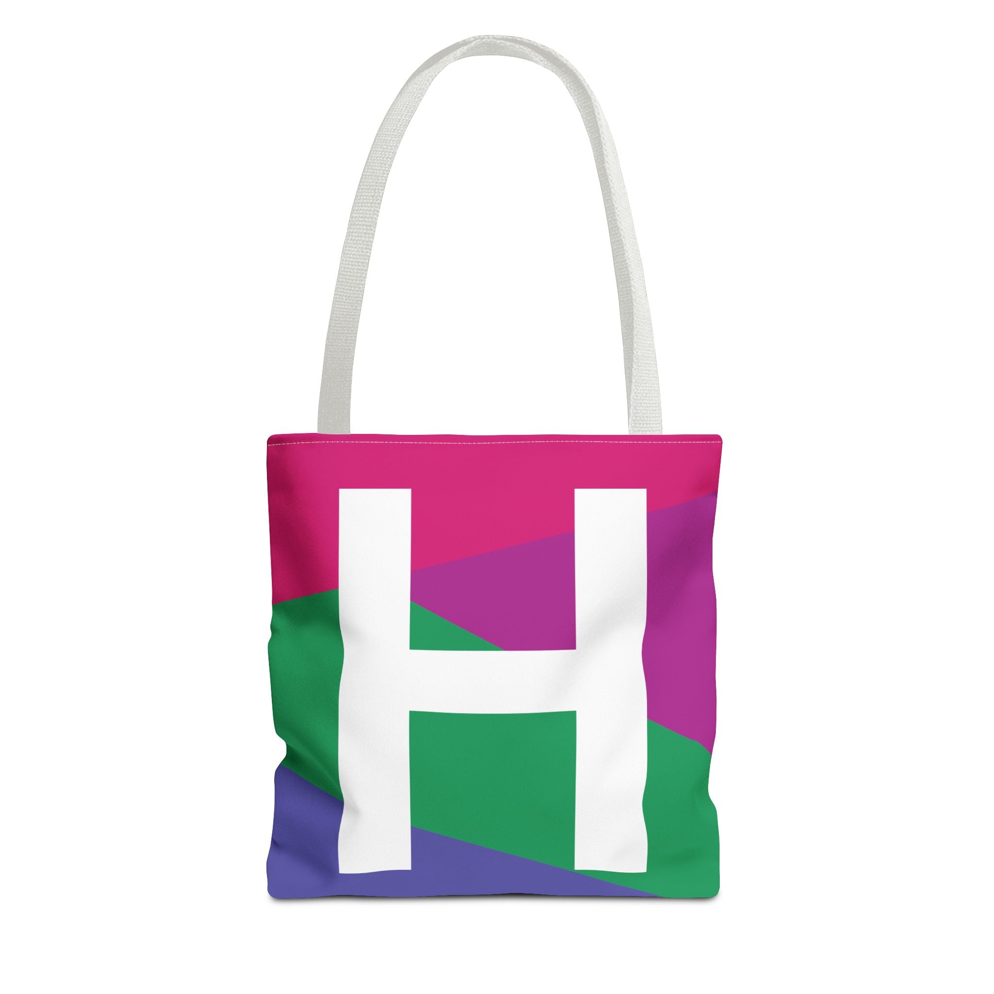 Monogram 'H' Colorblock Tote Bag — Personalized Initial H Shoulder Tote