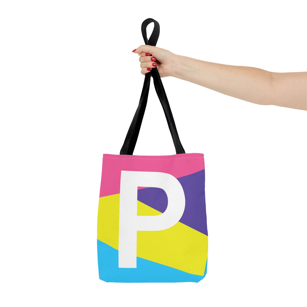Monogram 'P' Colorblock Tote Bag — Personalized Initial P Shoulder Tote