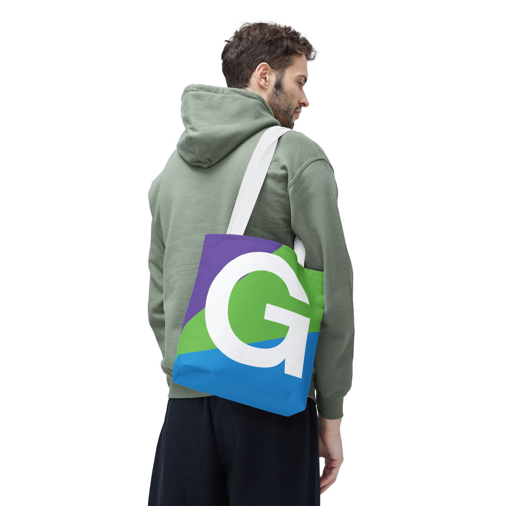 Monogram 'G' Colorblock Tote Bag — Personalized Initial G Shoulder Tote