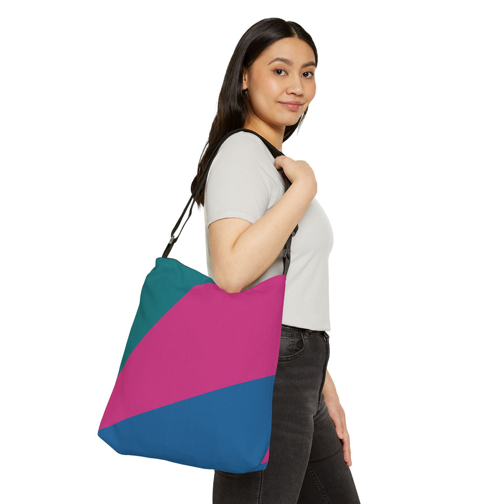 Colorblock Geometric Tote Bag — Adjustable Strap, Bright Abstract Pattern