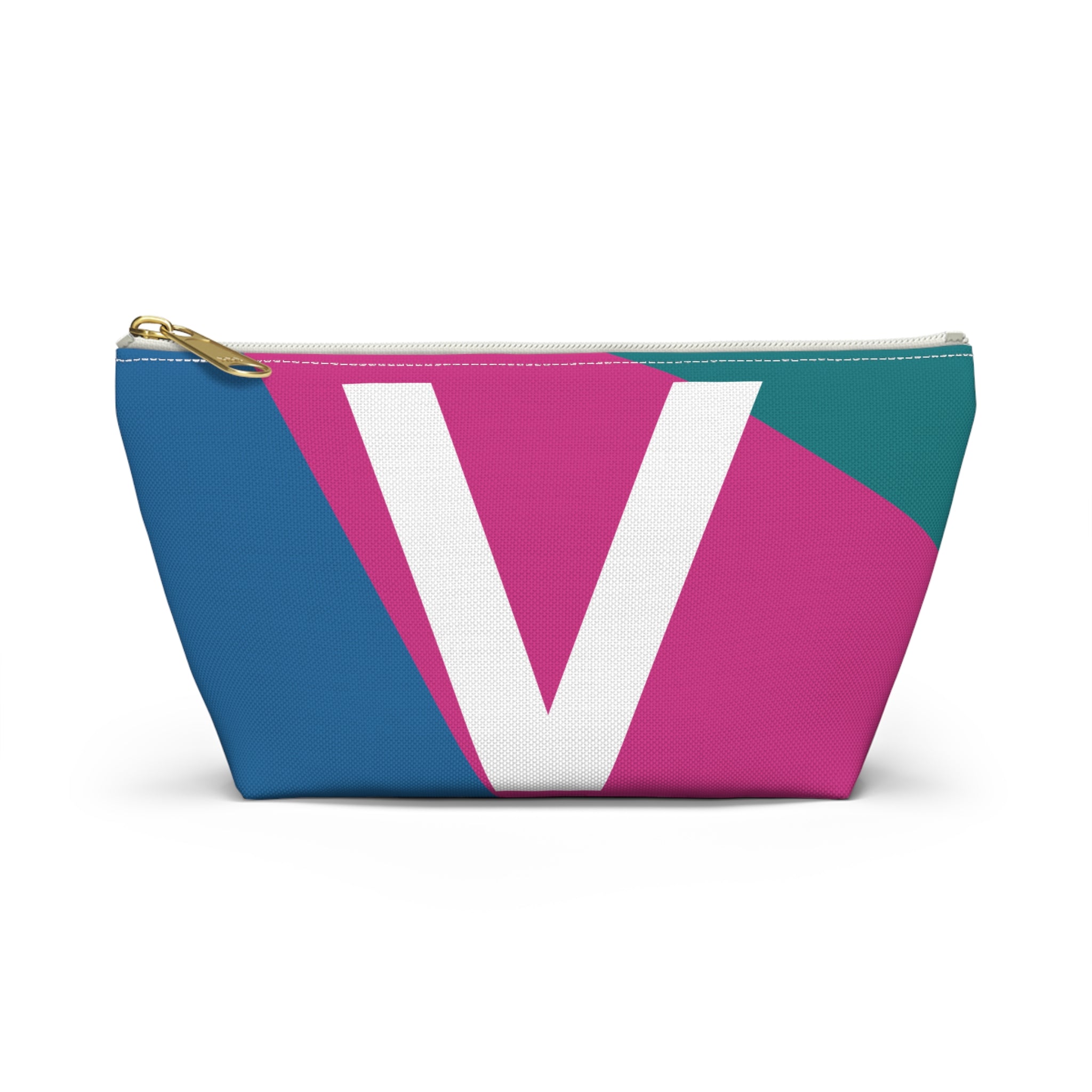 Initials Colorblock Accessory Pouch — Monogram V T-Bottom Cosmetic Bag