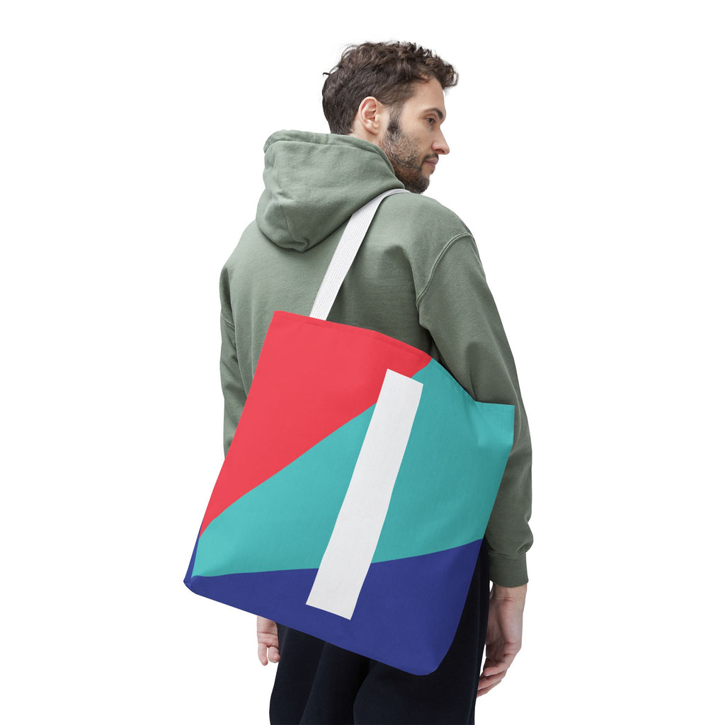 Monogram 'I' Colorblock Tote Bag — Personalized Initial I Shoulder Tote