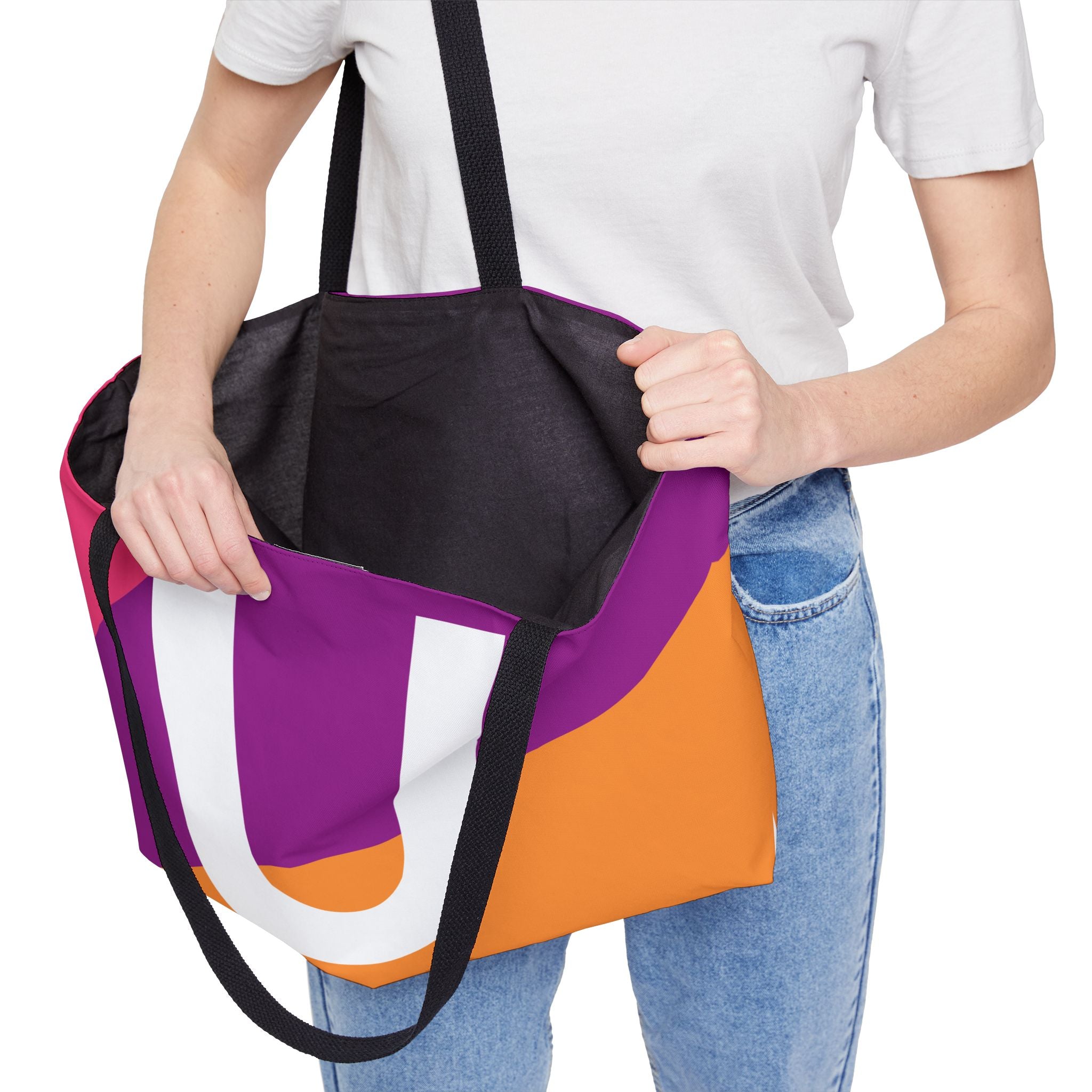 Personalized 'U' Colorblock Tote Bag — Monogram Weekender Tote