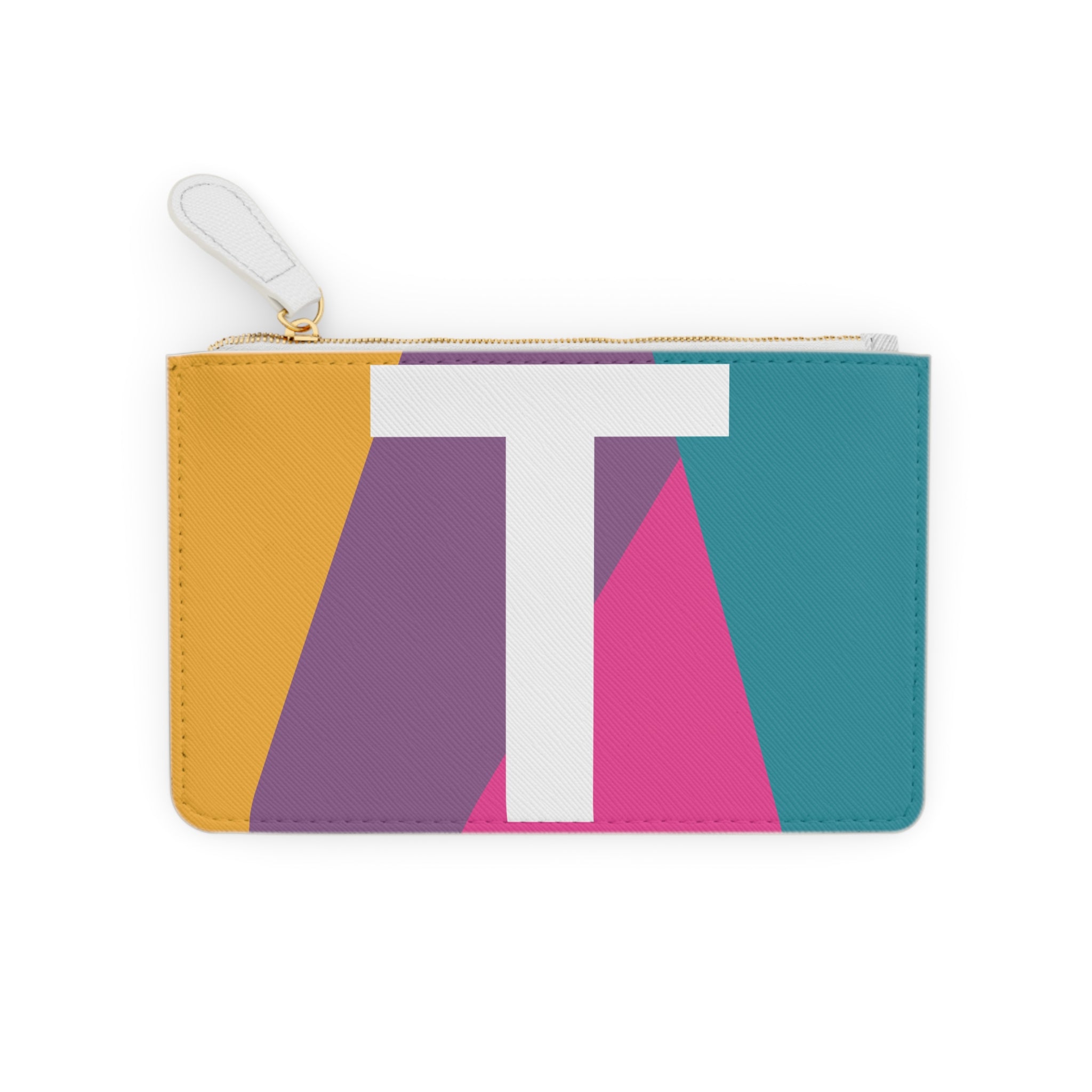 Initial T Mini Clutch — Colorblock Monogram Wristlet Wallet