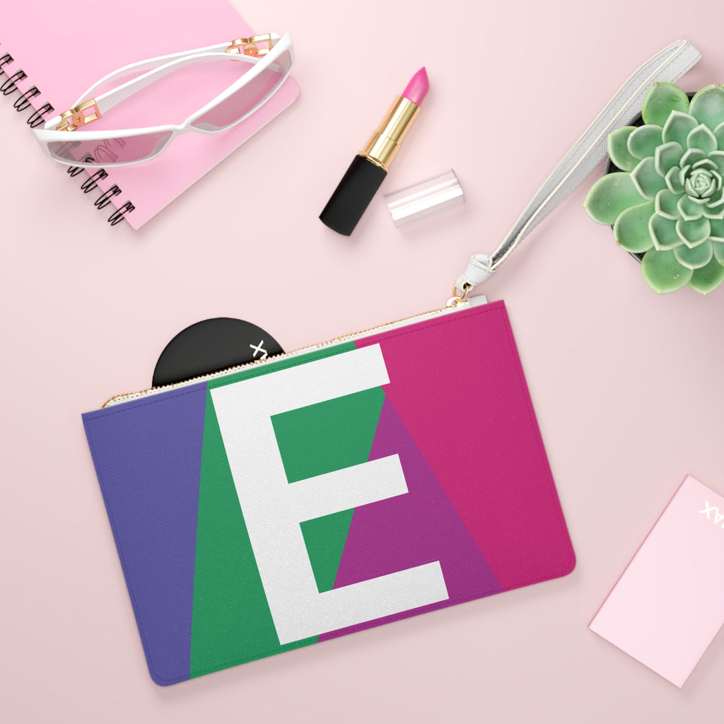Monogram 'E' Colorblock Clutch Bag — Bold Geometric Wristlet for Everyday & Gifts