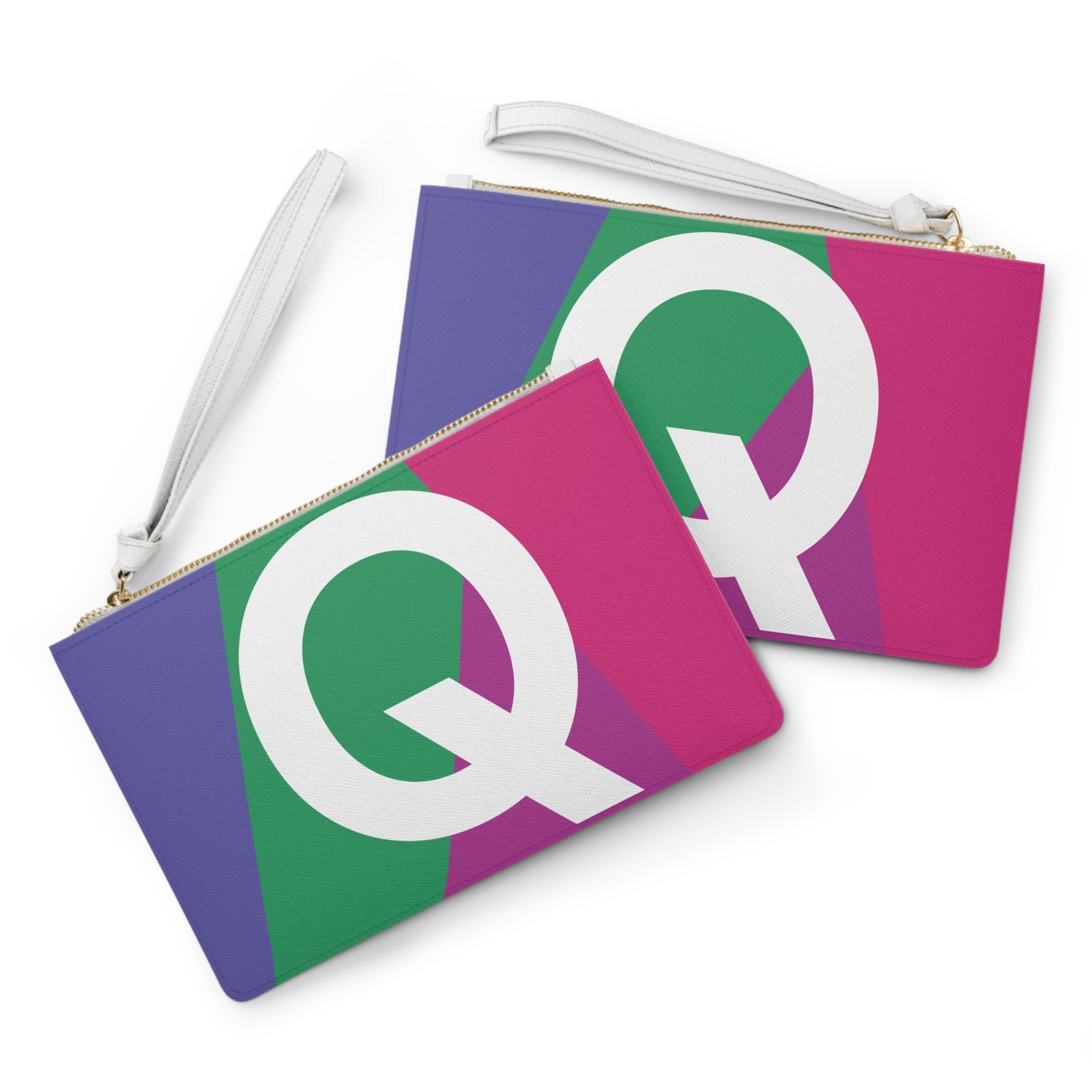 Monogram 'Q' Colorblock Clutch Bag — Bold Geometric Wristlet for Everyday & Gifts