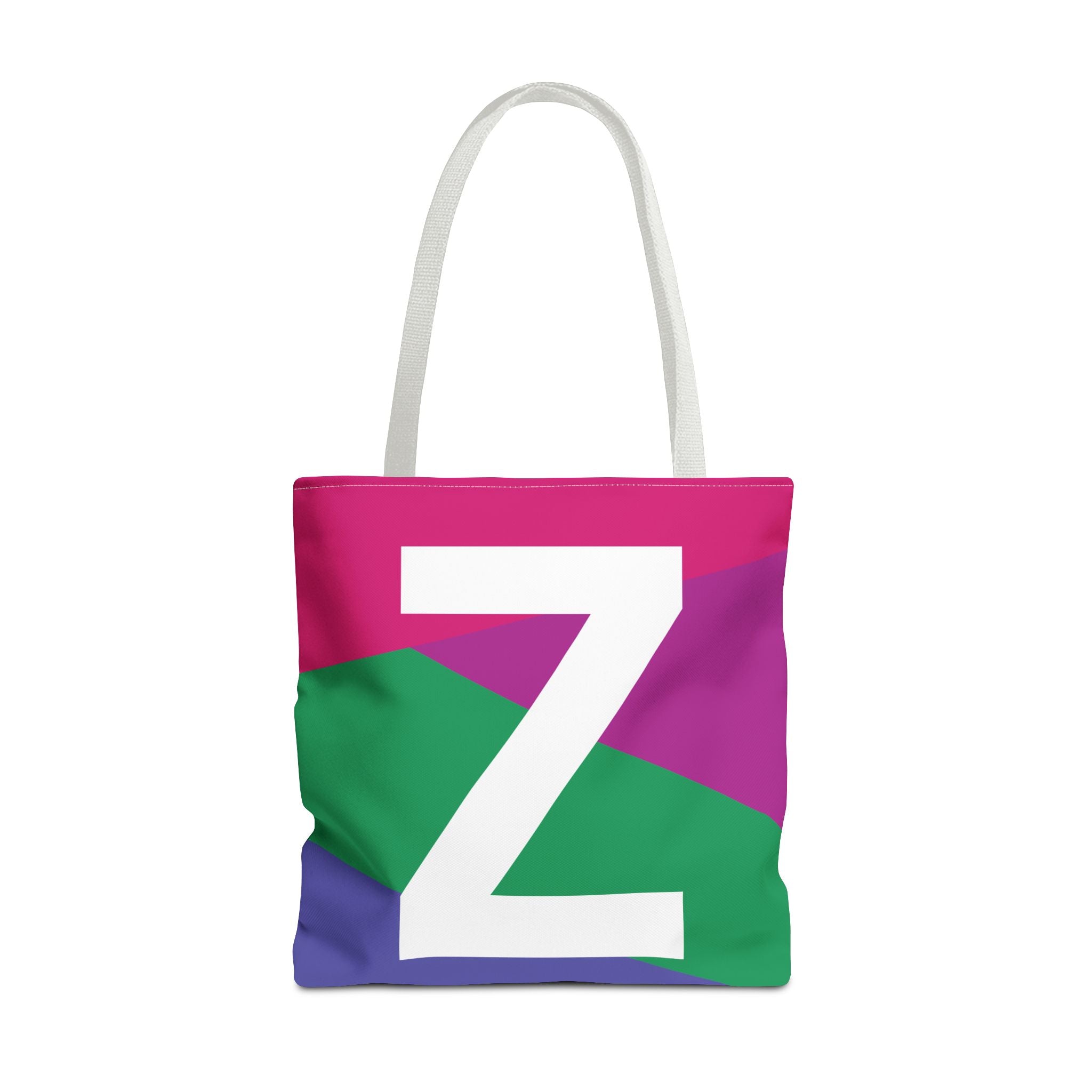 Monogram 'Z' Colorblock Tote Bag — Personalized Initial Z Shoulder Tote
