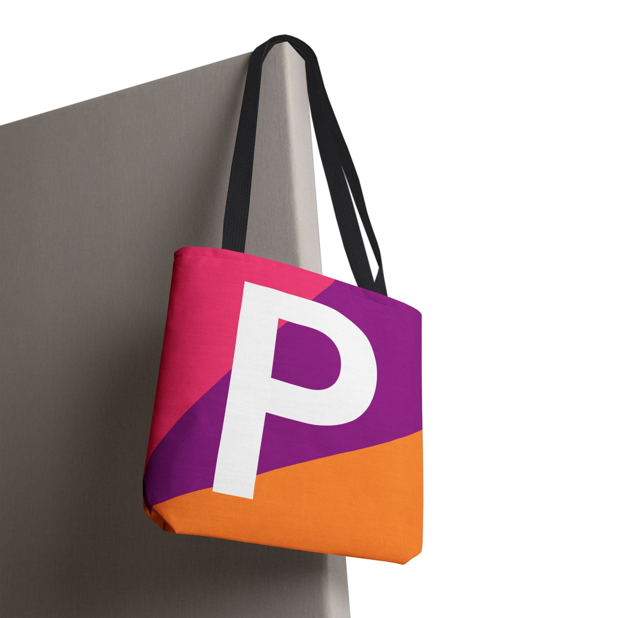 Monogram 'P' Colorblock Tote Bag — Personalized Initial P Shoulder Tote