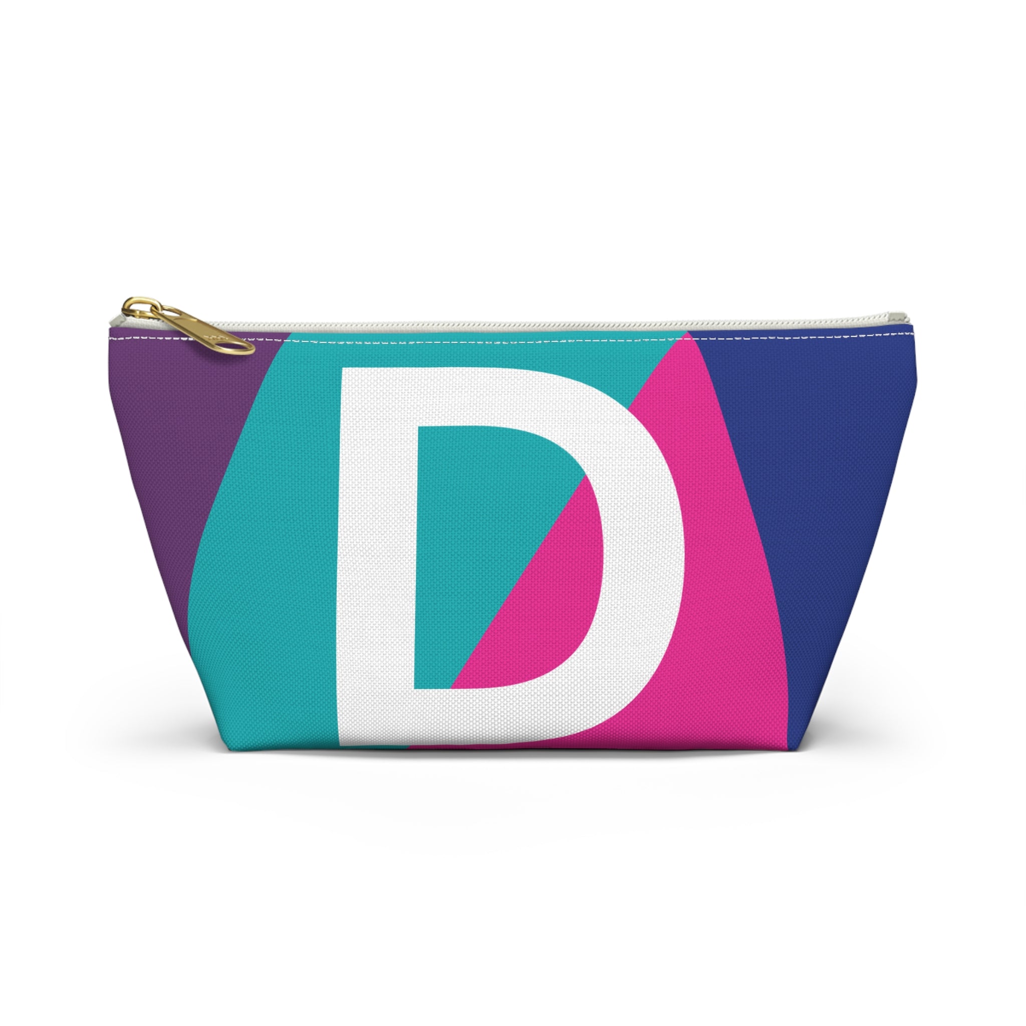 Initials Colorblock Accessory Pouch — Monogram D T-Bottom Cosmetic Bag