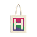 Initial H Colorblock Canvas Tote Bag — Monogram Letter H Reusable Grocery Tote