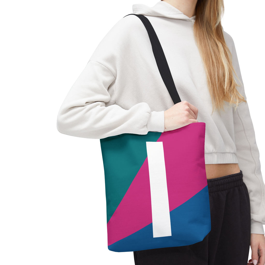 Monogram 'I' Colorblock Tote Bag — Personalized Initial I Shoulder Tote