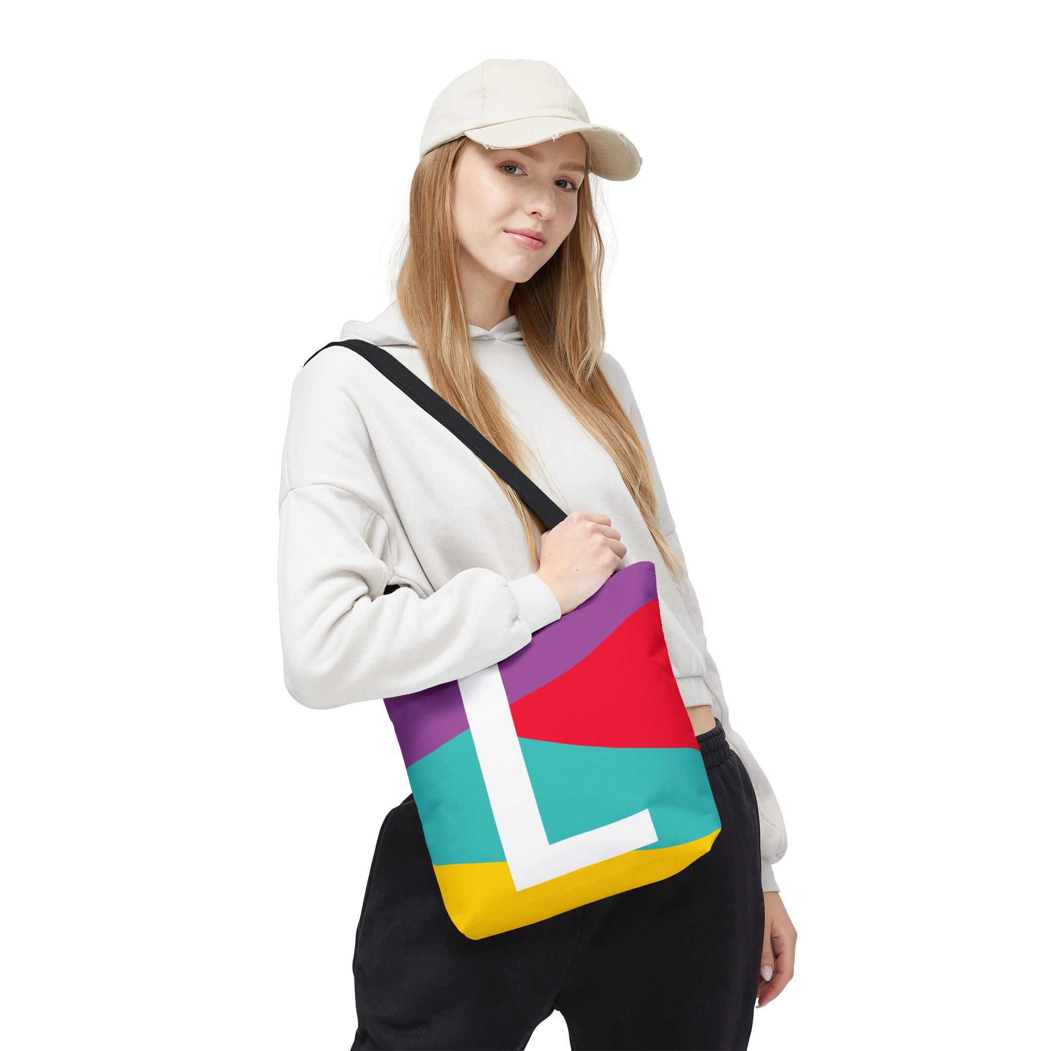 Monogram 'L' Colorblock Tote Bag — Personalized Initial L Shoulder Tote