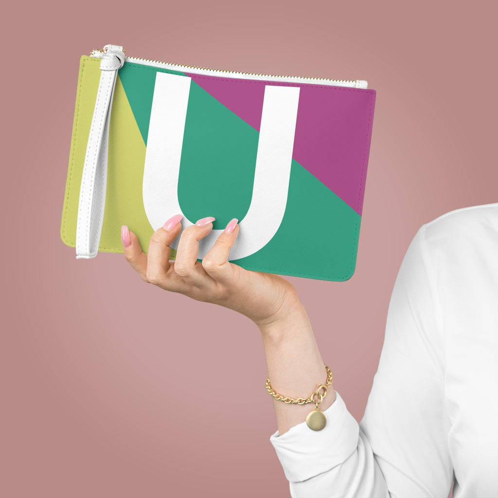 Monogram 'U' Colorblock Clutch Bag — Bold Geometric Wristlet for Everyday & Gifts