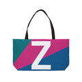 Personalized 'Z' Colorblock Tote Bag — Monogram Weekender Tote