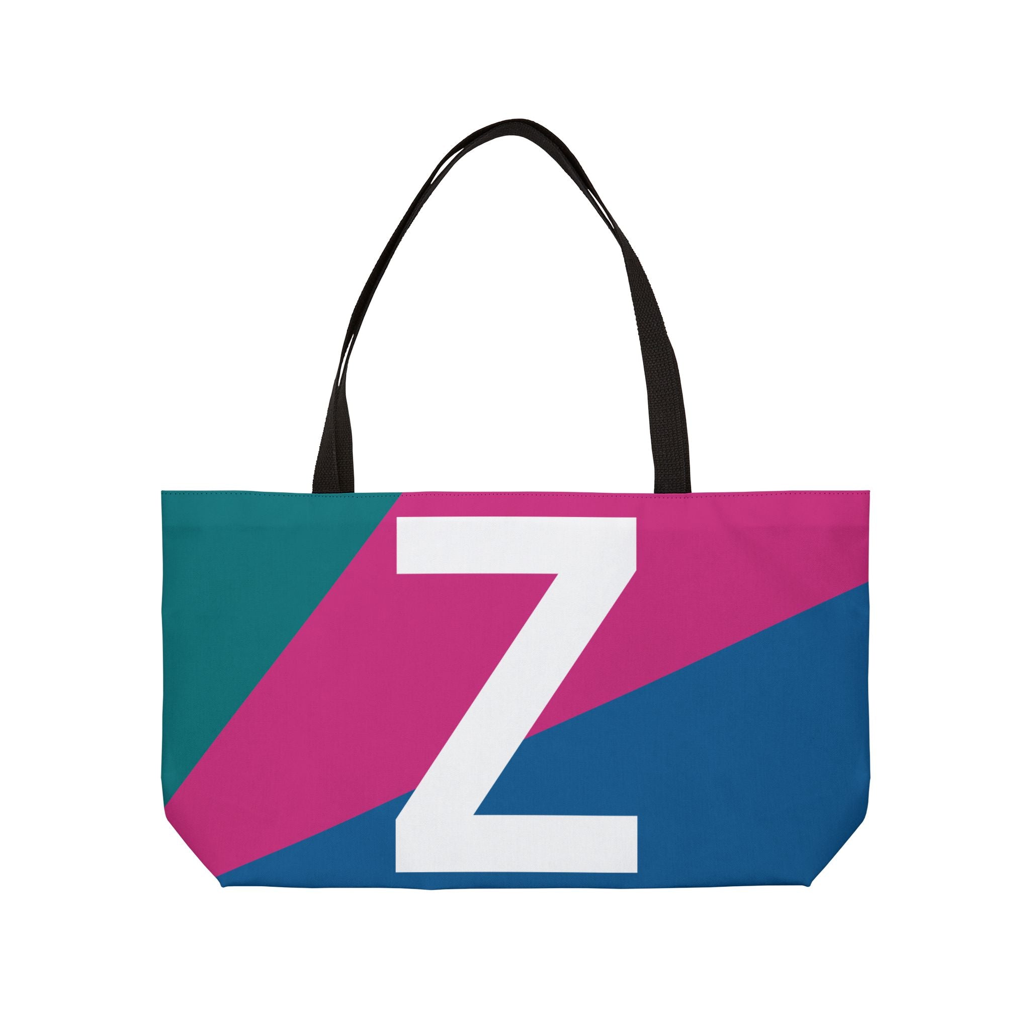 Personalized 'Z' Colorblock Tote Bag — Monogram Weekender Tote