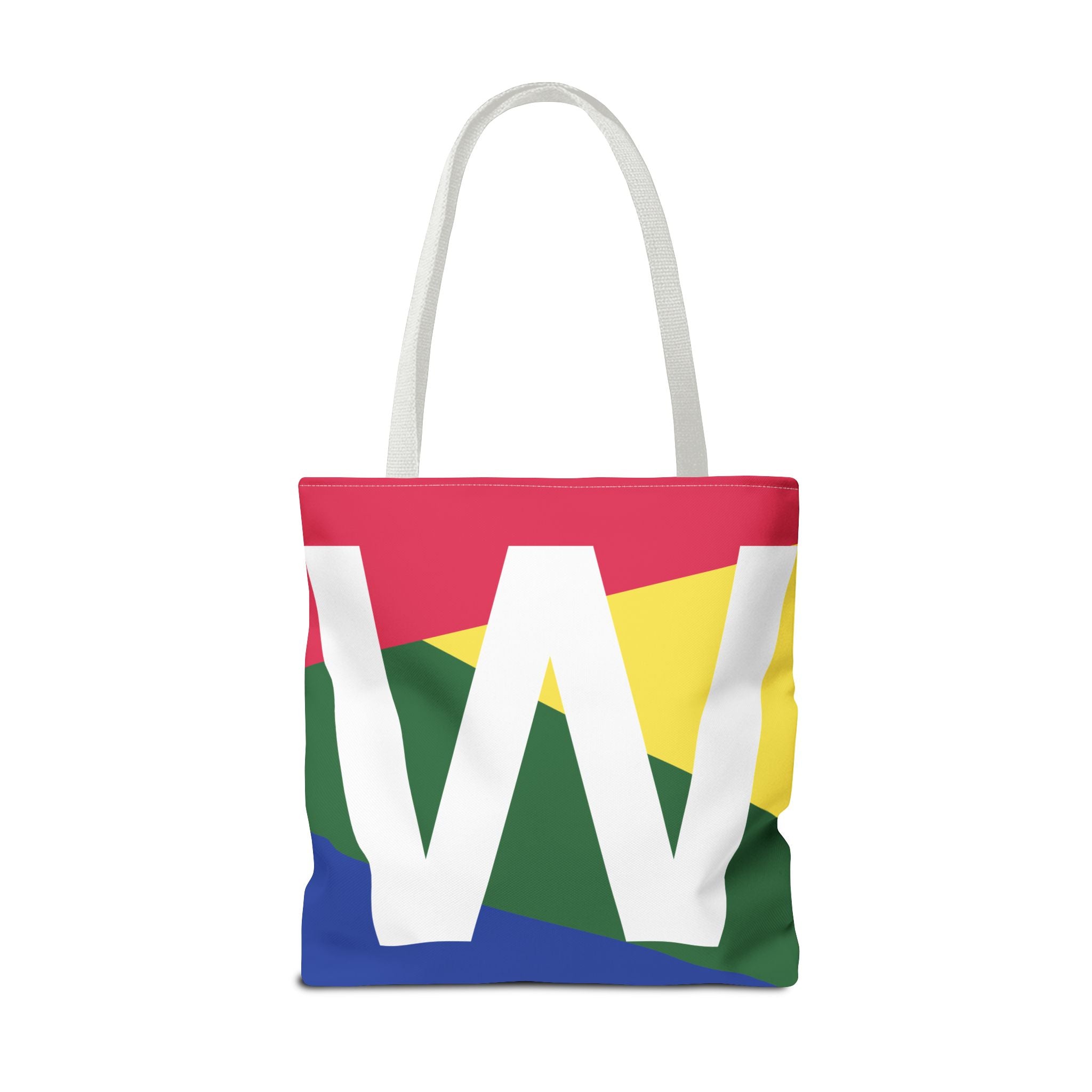 Monogram 'W' Colorblock Tote Bag — Personalized Initial W Shoulder Tote
