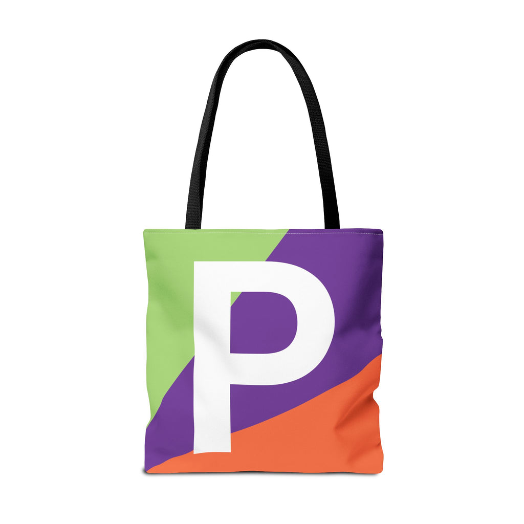 Monogram 'P' Colorblock Tote Bag — Personalized Initial P Shoulder Tote